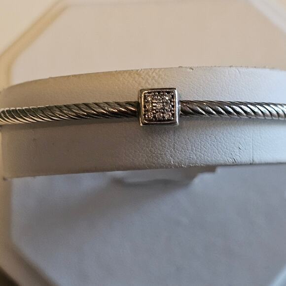 David Yurman Diamond Pave Confetti Sterling Silver Bangle Bracelet - Picture 2 of 9
